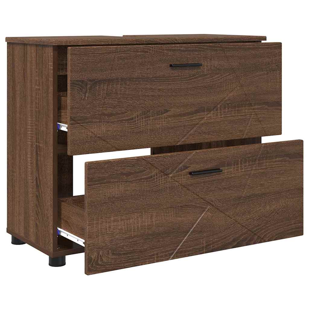 Bathroom Furniture Set 3 pcs Brown oak 76.5 x 35 x 64 cm
