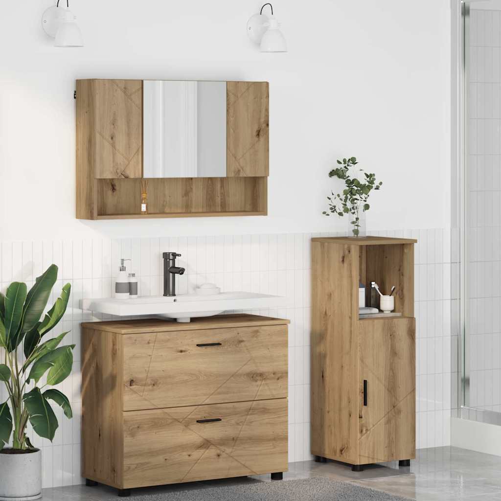 Bathroom Furniture Set 3 pcs Artisan oak 76.5 x 35 x 64 cm
