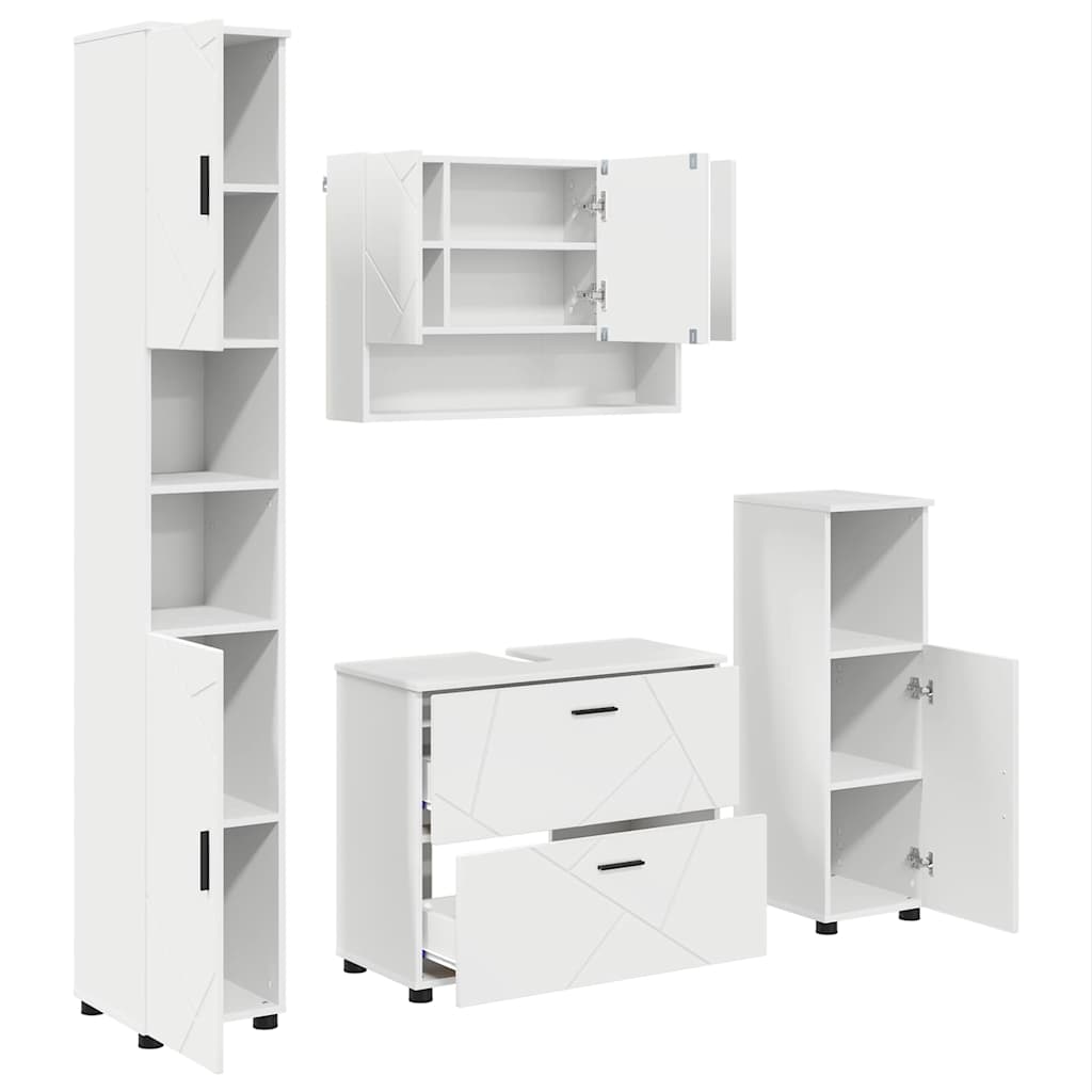 Bathroom Furniture Set with Drawer 4 pcs White 30 x 35 x 192 cm