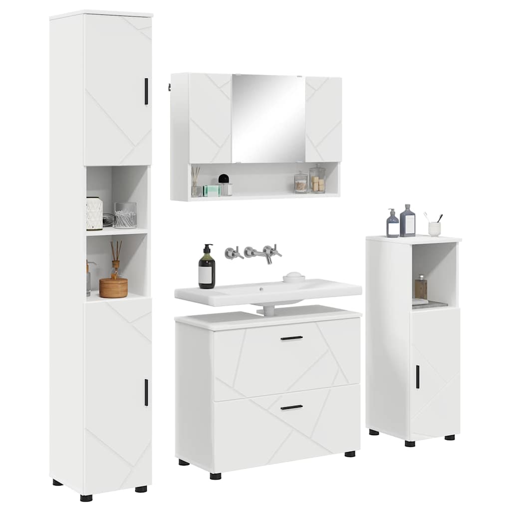 Bathroom Furniture Set with Drawer 4 pcs White 30 x 35 x 192 cm