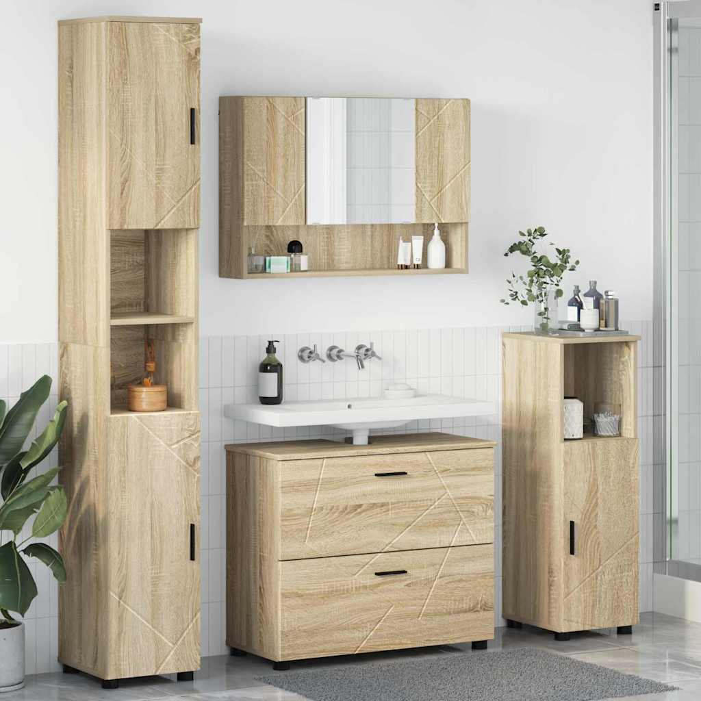 Bathroom Furniture Set 4 pcs Sonoma oak 30 x 35 x 192 cm