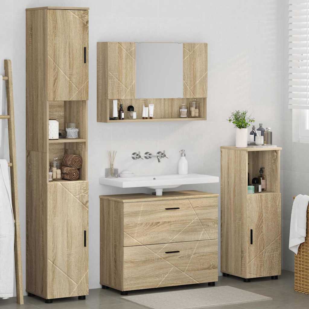 Bathroom Furniture Set 4 pcs Sonoma oak 30 x 35 x 192 cm