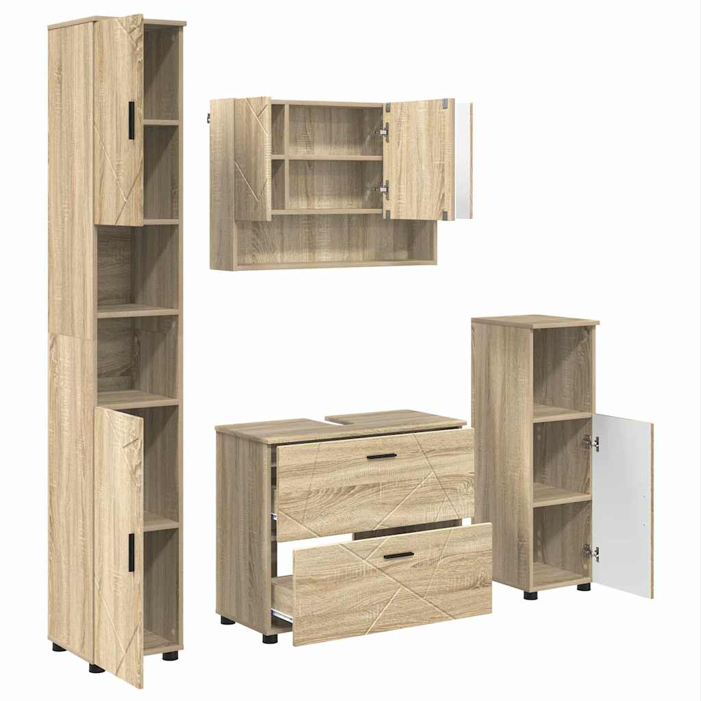 Bathroom Furniture Set 4 pcs Sonoma oak 30 x 35 x 192 cm