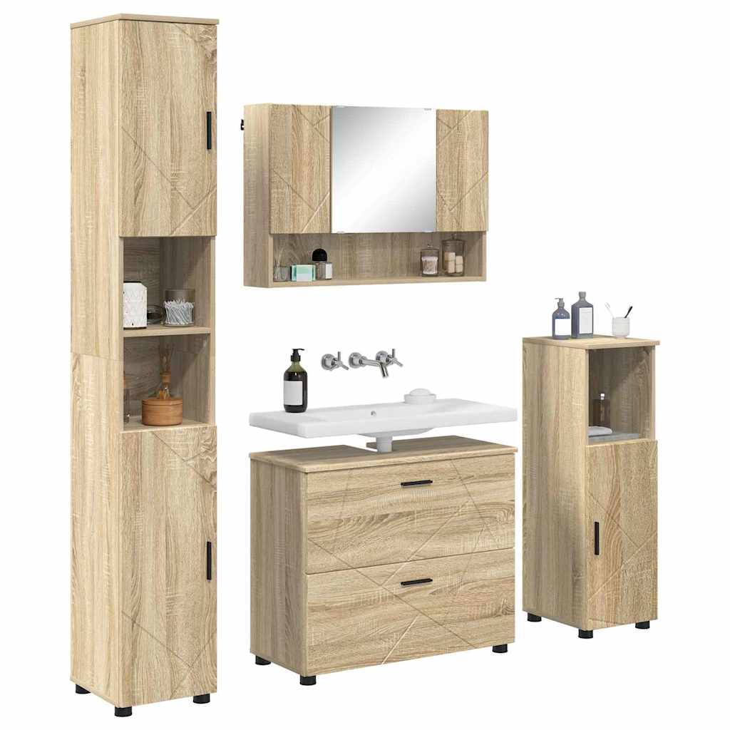 Bathroom Furniture Set 4 pcs Sonoma oak 30 x 35 x 192 cm