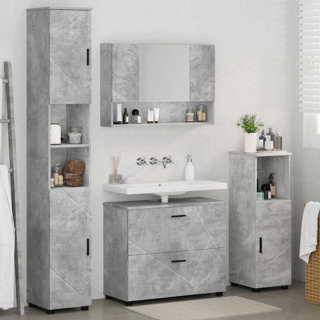 Bathroom Furniture Set 4 pcs Concrete grey 30 x 35 x 192 cm