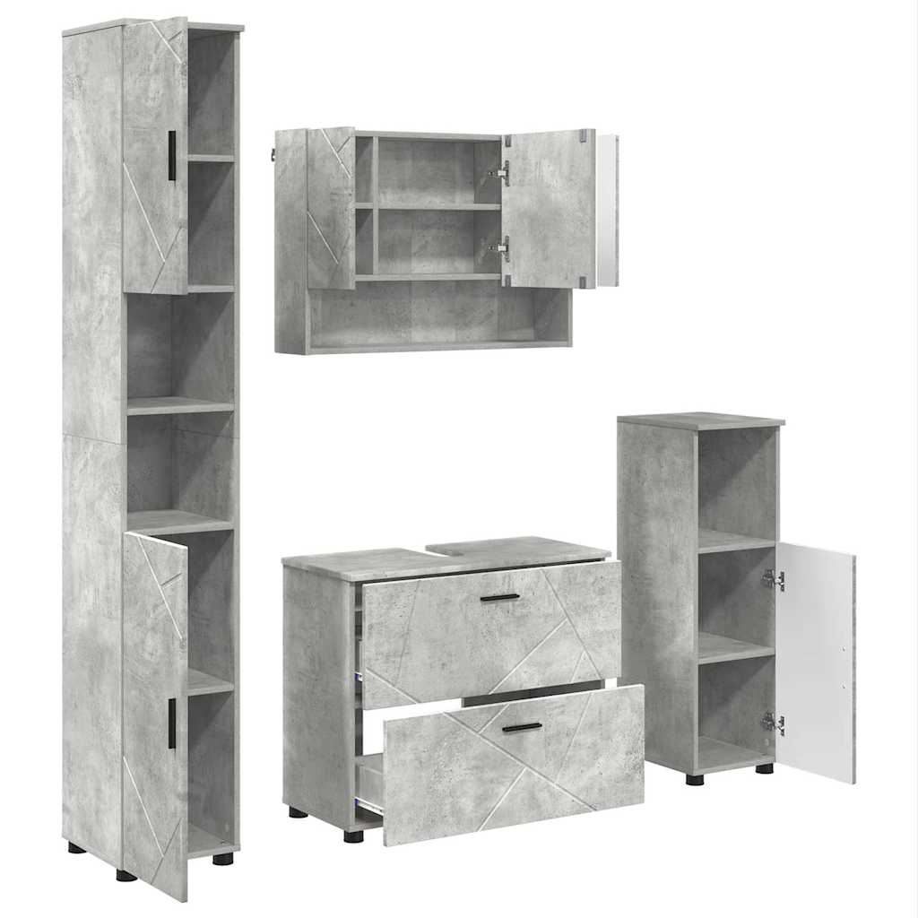 Bathroom Furniture Set 4 pcs Concrete grey 30 x 35 x 192 cm