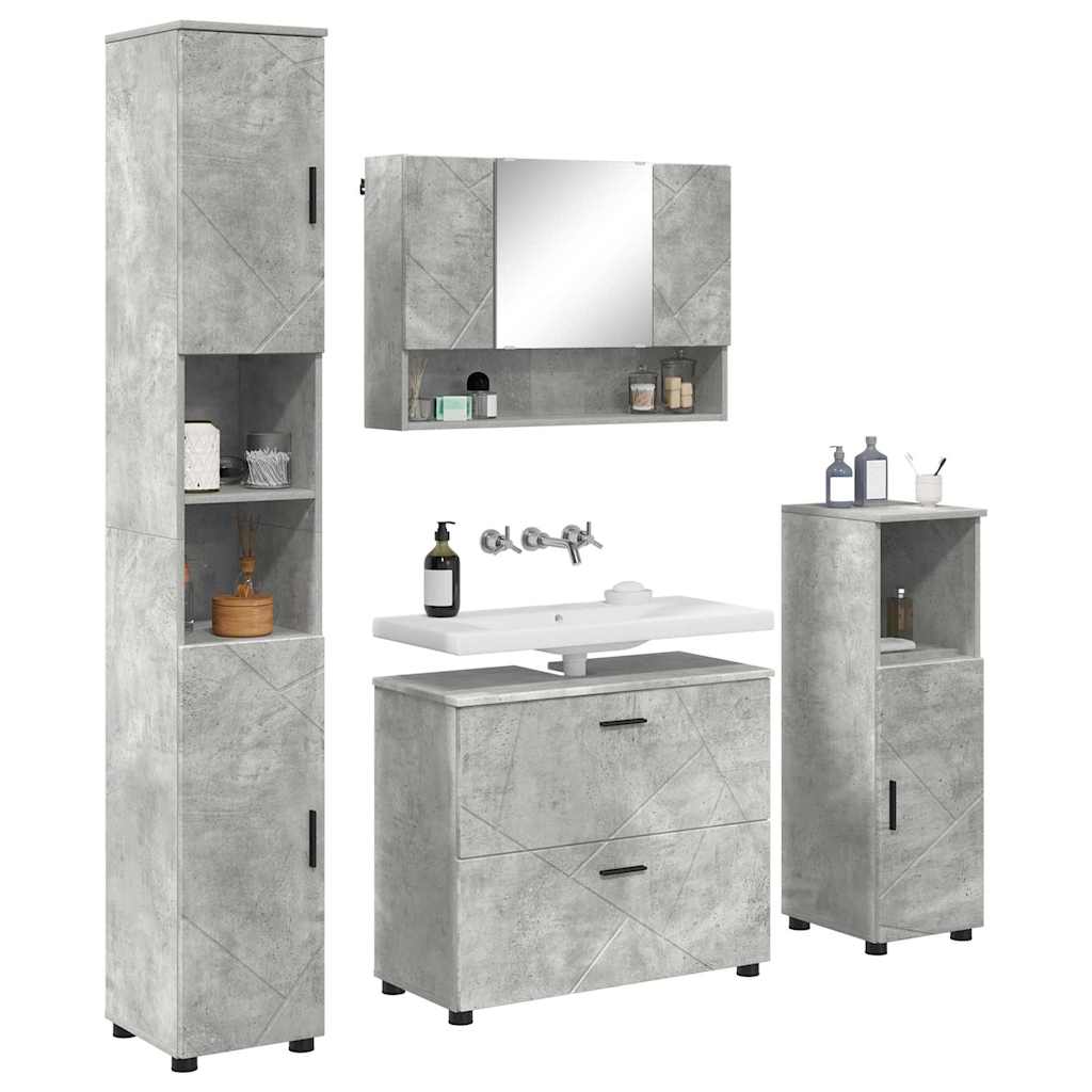 Bathroom Furniture Set 4 pcs Concrete grey 30 x 35 x 192 cm