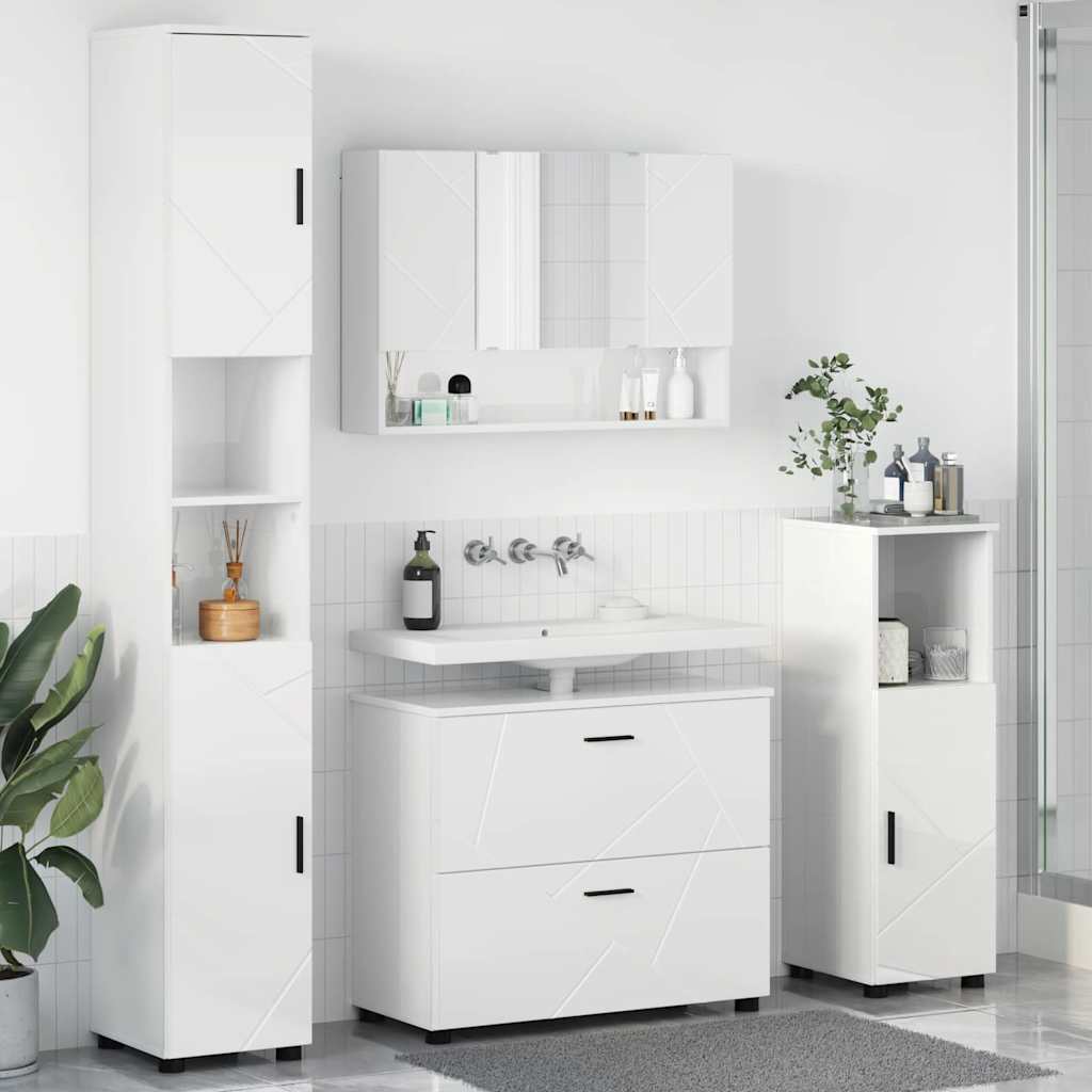 Bathroom Furniture Set 4 pcs High gloss white 30 x 35 x 192 cm