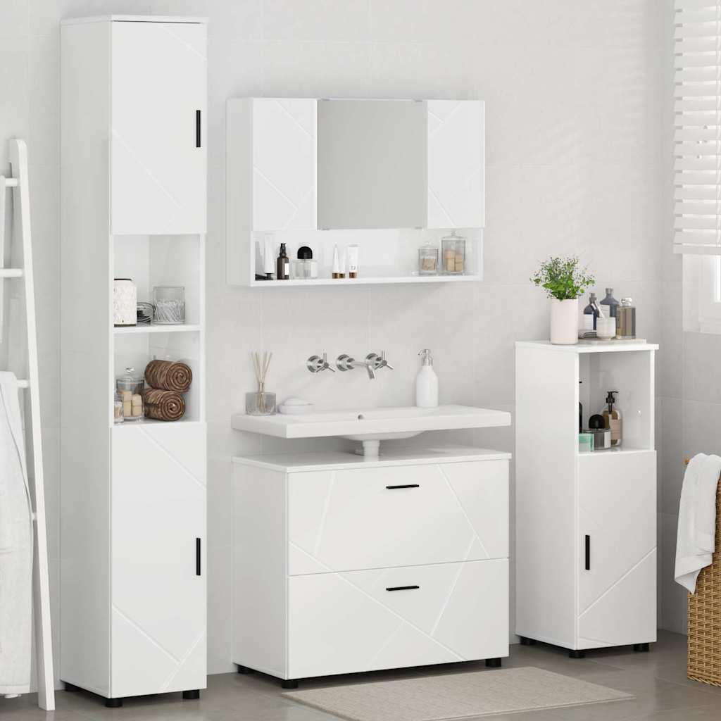 Bathroom Furniture Set 4 pcs High gloss white 30 x 35 x 192 cm