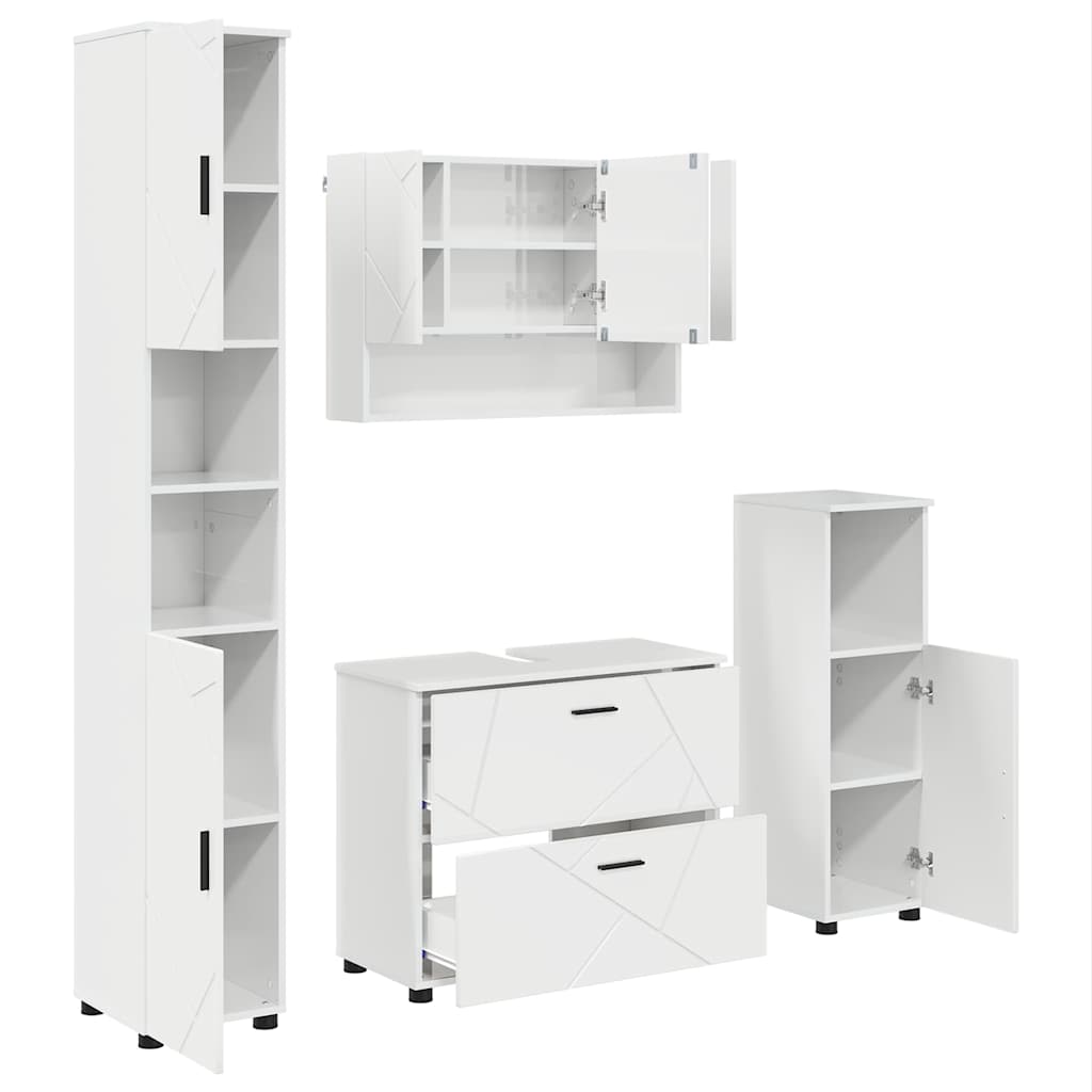 Bathroom Furniture Set 4 pcs High gloss white 30 x 35 x 192 cm