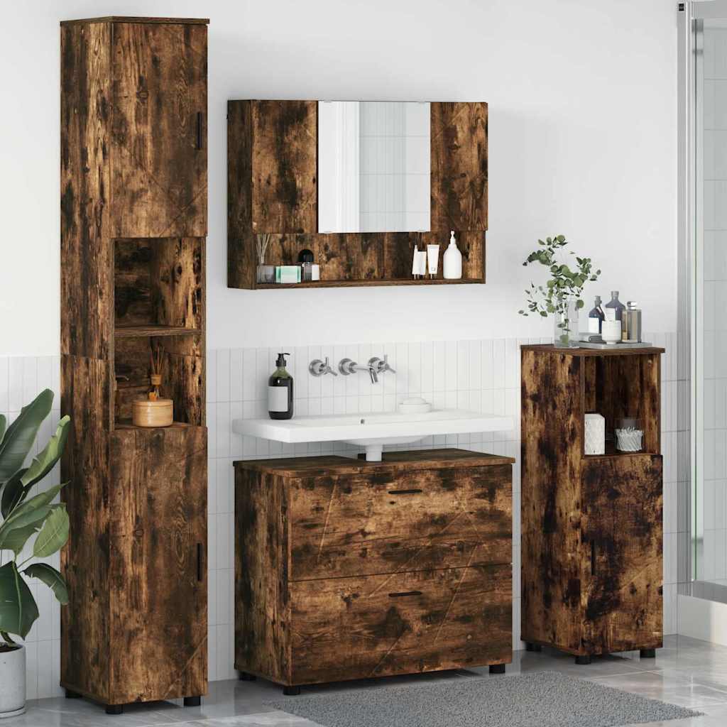 Bathroom Furniture Set 4 pcs Smoked oak 30 x 35 x 192 cm