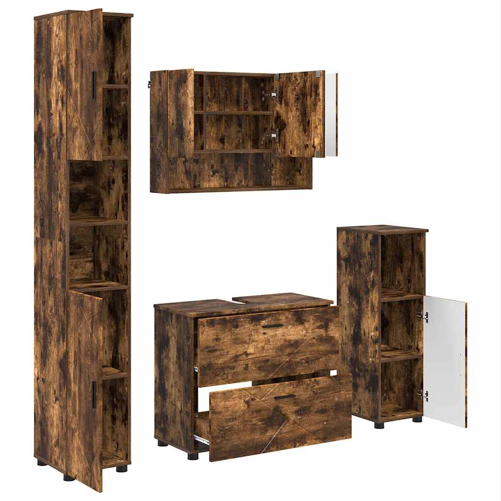Bathroom Furniture Set 4 pcs Smoked oak 30 x 35 x 192 cm