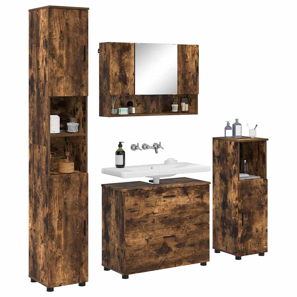 Bathroom Furniture Set 4 pcs Smoked oak 30 x 35 x 192 cm