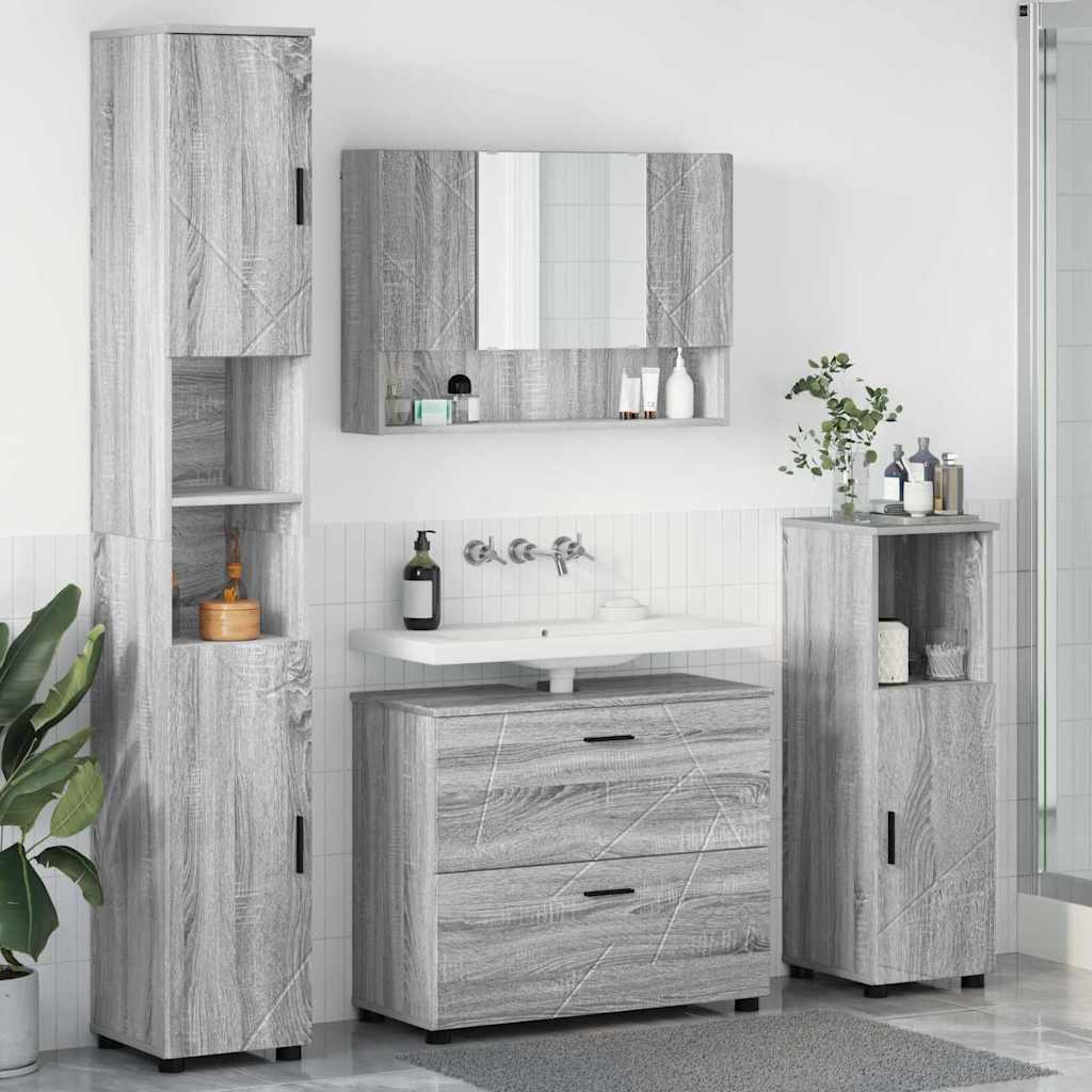 Bathroom Furniture Set 4 pcs Grey sonoma 30 x 35 x 192 cm