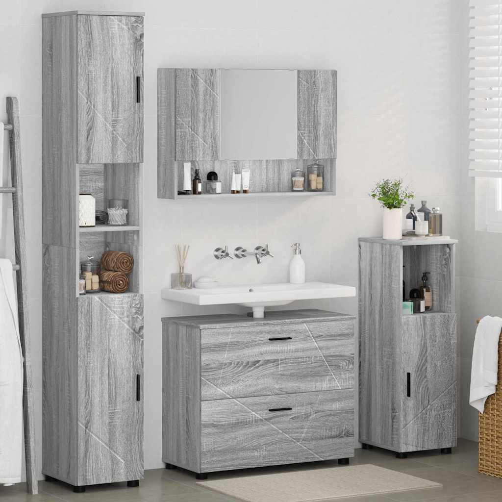 Bathroom Furniture Set 4 pcs Grey sonoma 30 x 35 x 192 cm