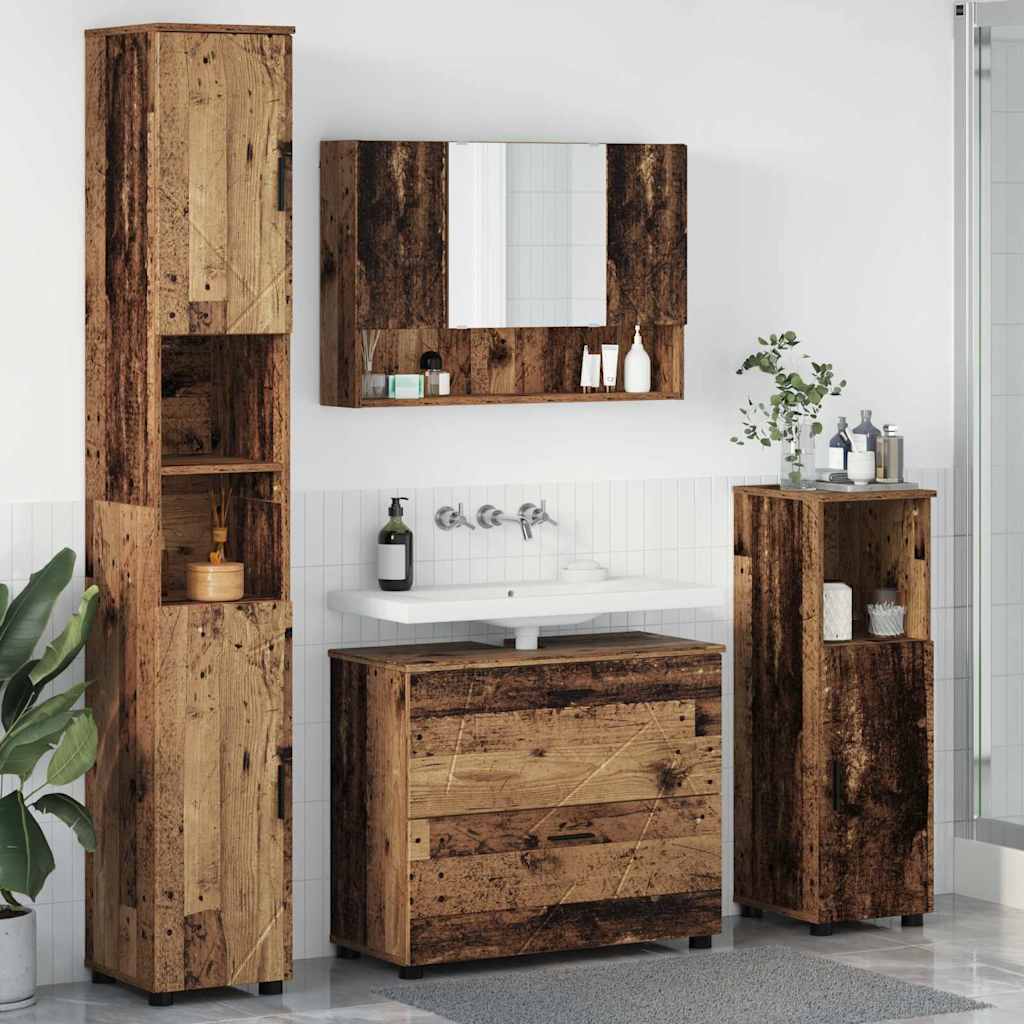 Bathroom Furniture Set 4 pcs Old wood 30 x 35 x 192 cm