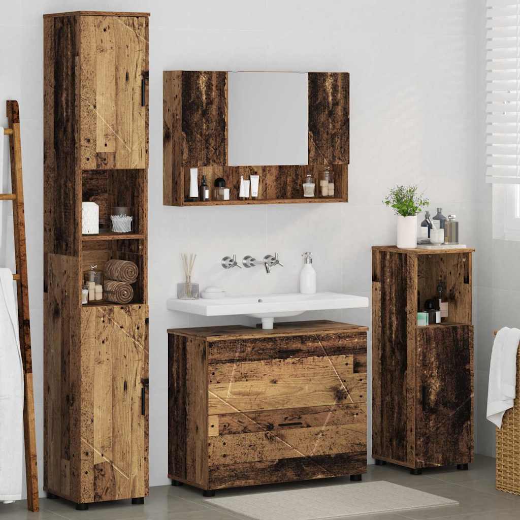 Bathroom Furniture Set 4 pcs Old wood 30 x 35 x 192 cm