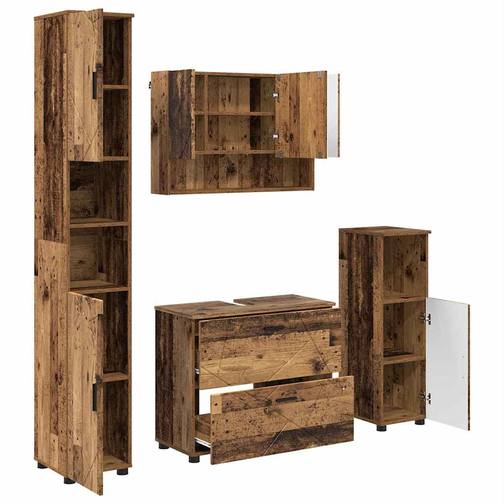Bathroom Furniture Set 4 pcs Old wood 30 x 35 x 192 cm