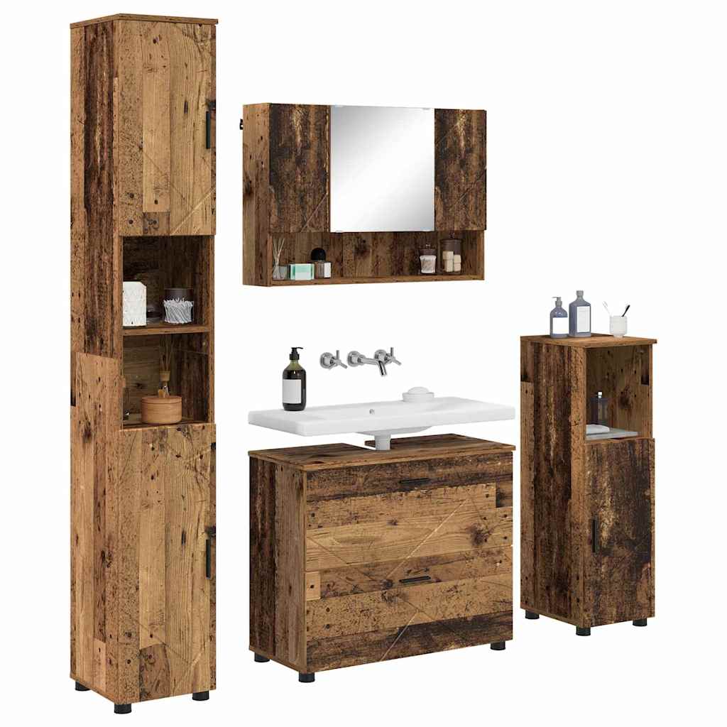 Bathroom Furniture Set 4 pcs Old wood 30 x 35 x 192 cm
