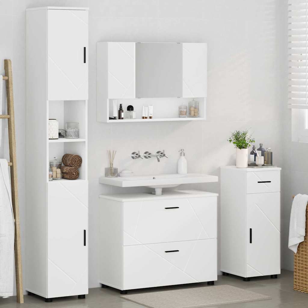 Bathroom Furniture Set with Drawer 4 pcs White 30 x 35 x 192 cm