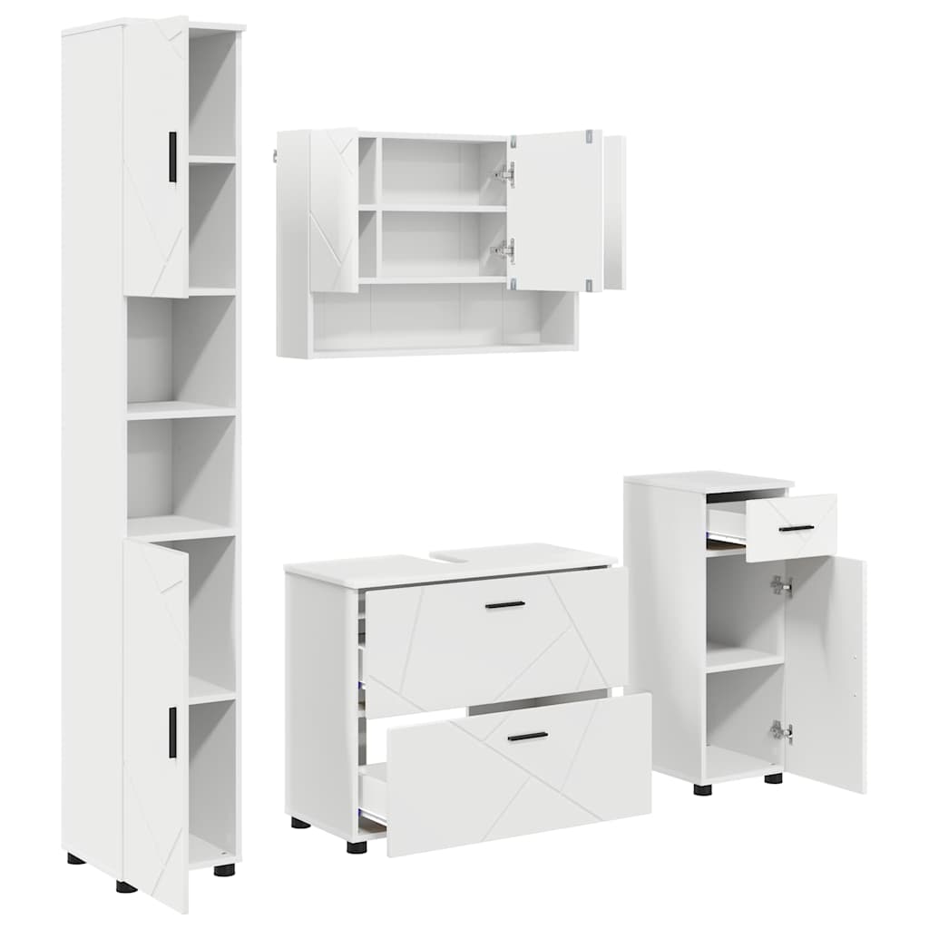 Bathroom Furniture Set with Drawer 4 pcs White 30 x 35 x 192 cm