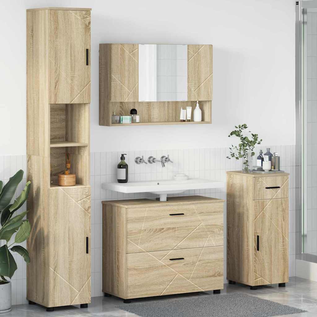 Bathroom Furniture Set 4 pcs Sonoma oak 30 x 35 x 192 cm
