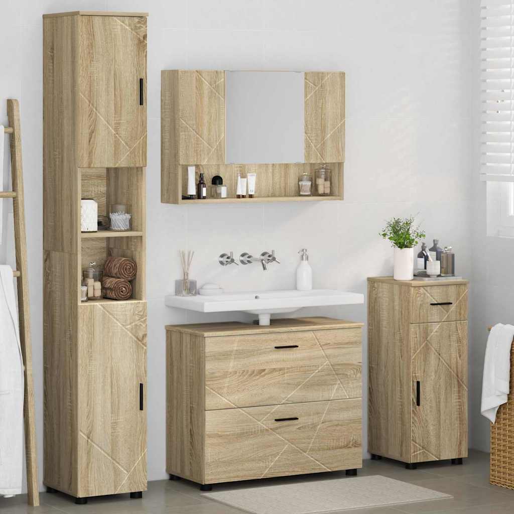 Bathroom Furniture Set 4 pcs Sonoma oak 30 x 35 x 192 cm