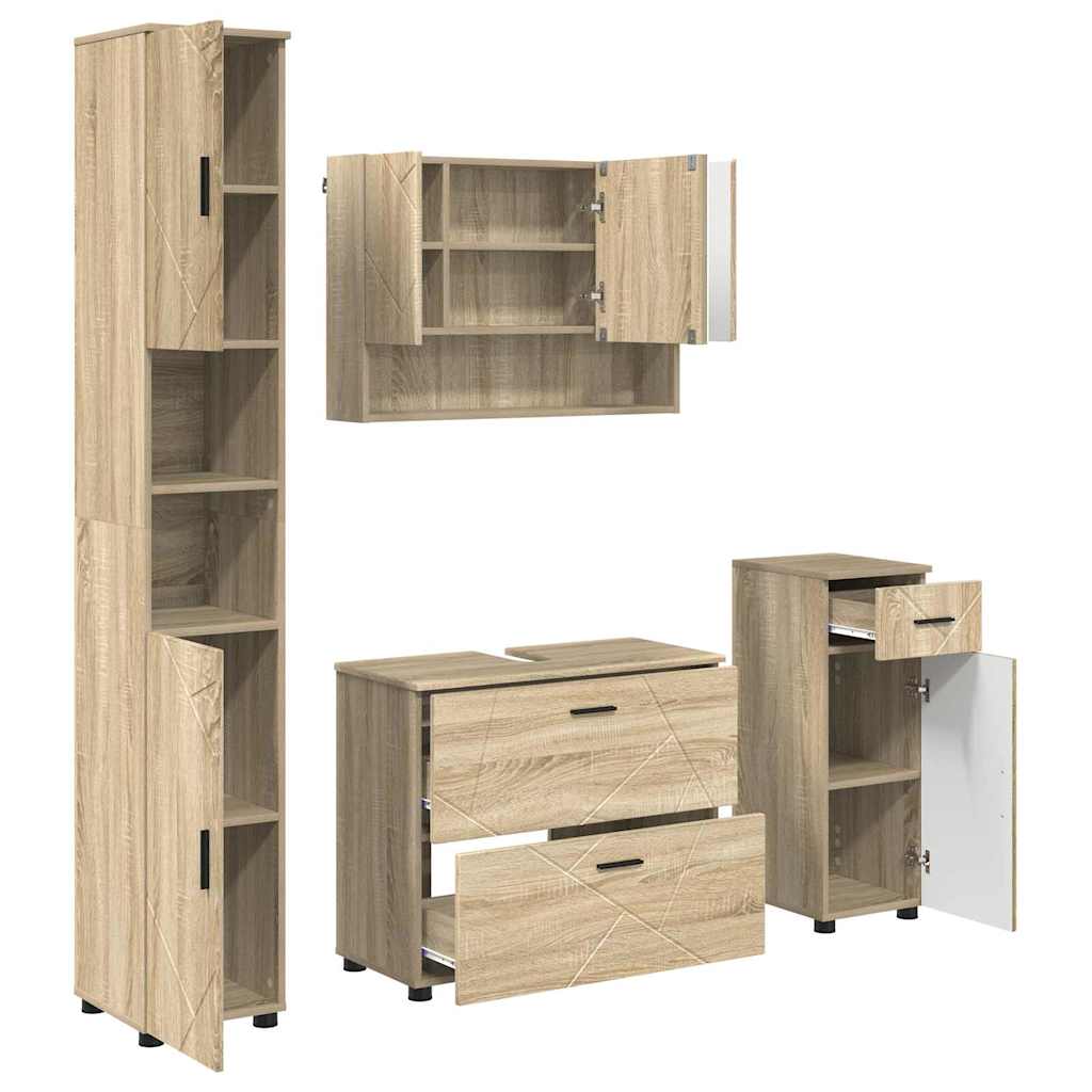 Bathroom Furniture Set 4 pcs Sonoma oak 30 x 35 x 192 cm