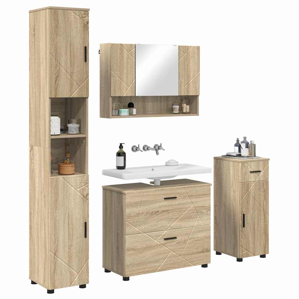 Bathroom Furniture Set 4 pcs Sonoma oak 30 x 35 x 192 cm