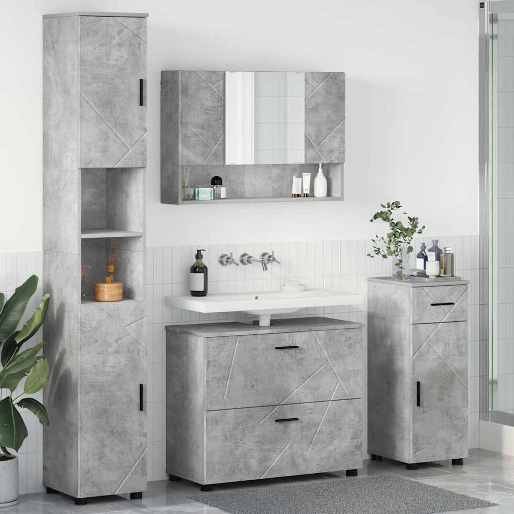 Bathroom Furniture Set 4 pcs Concrete grey 30 x 35 x 192 cm