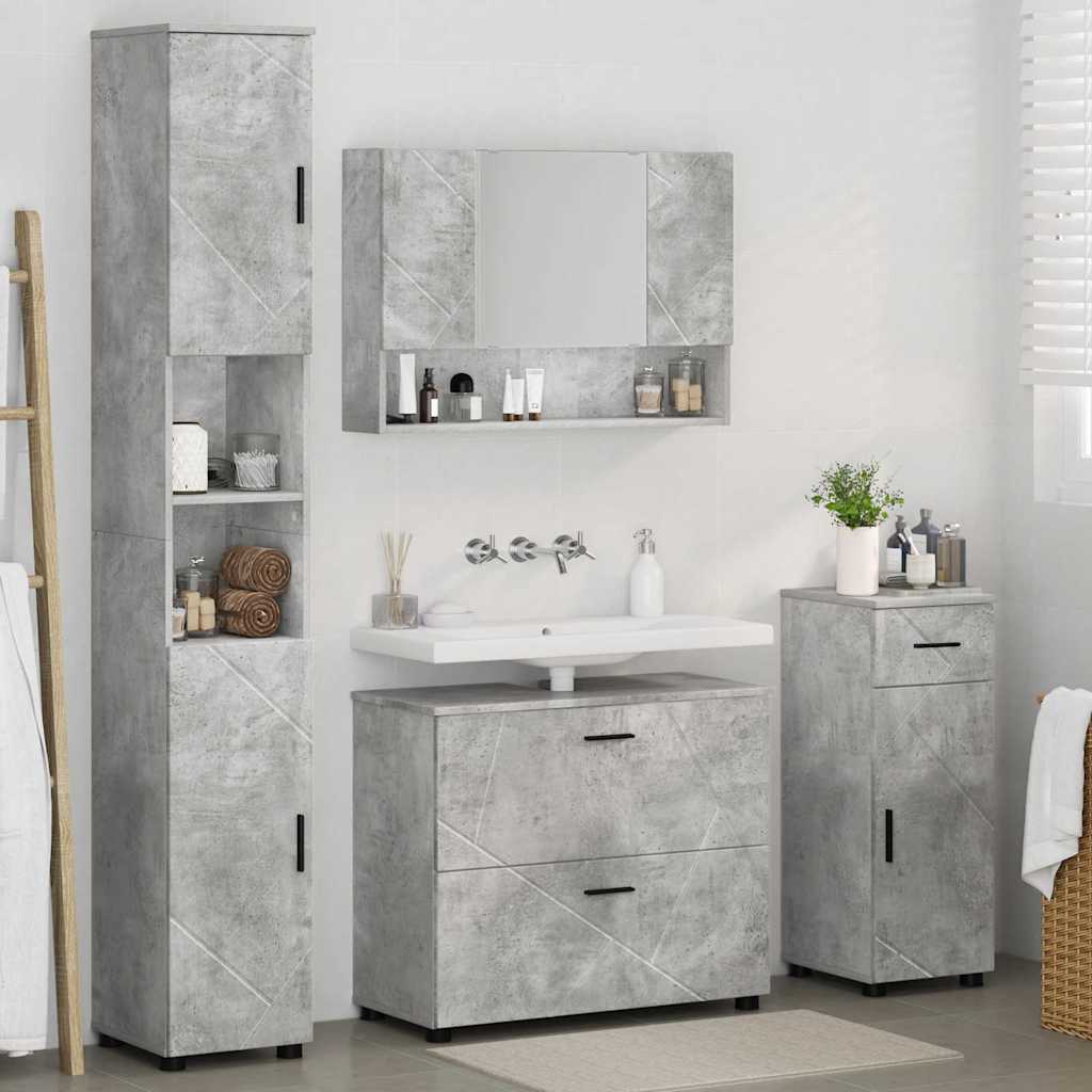 Bathroom Furniture Set 4 pcs Concrete grey 30 x 35 x 192 cm