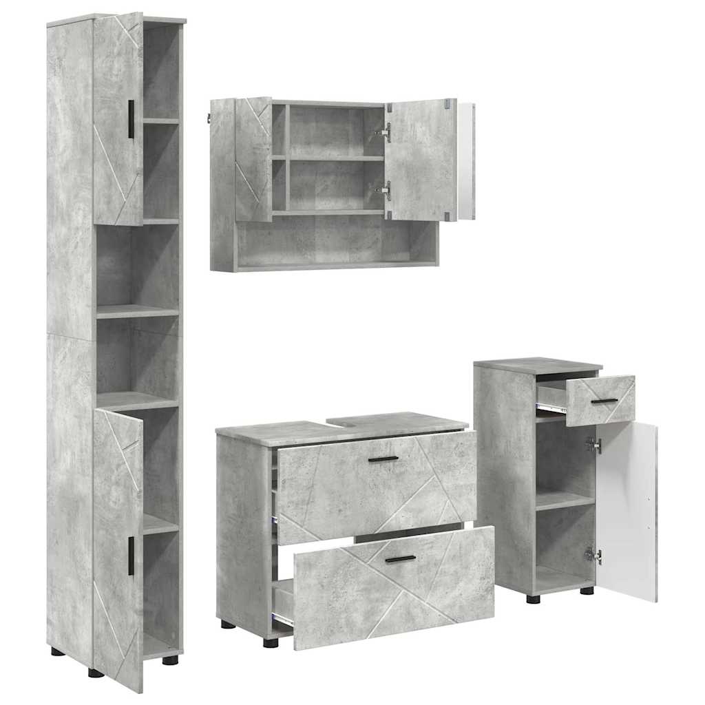 Bathroom Furniture Set 4 pcs Concrete grey 30 x 35 x 192 cm