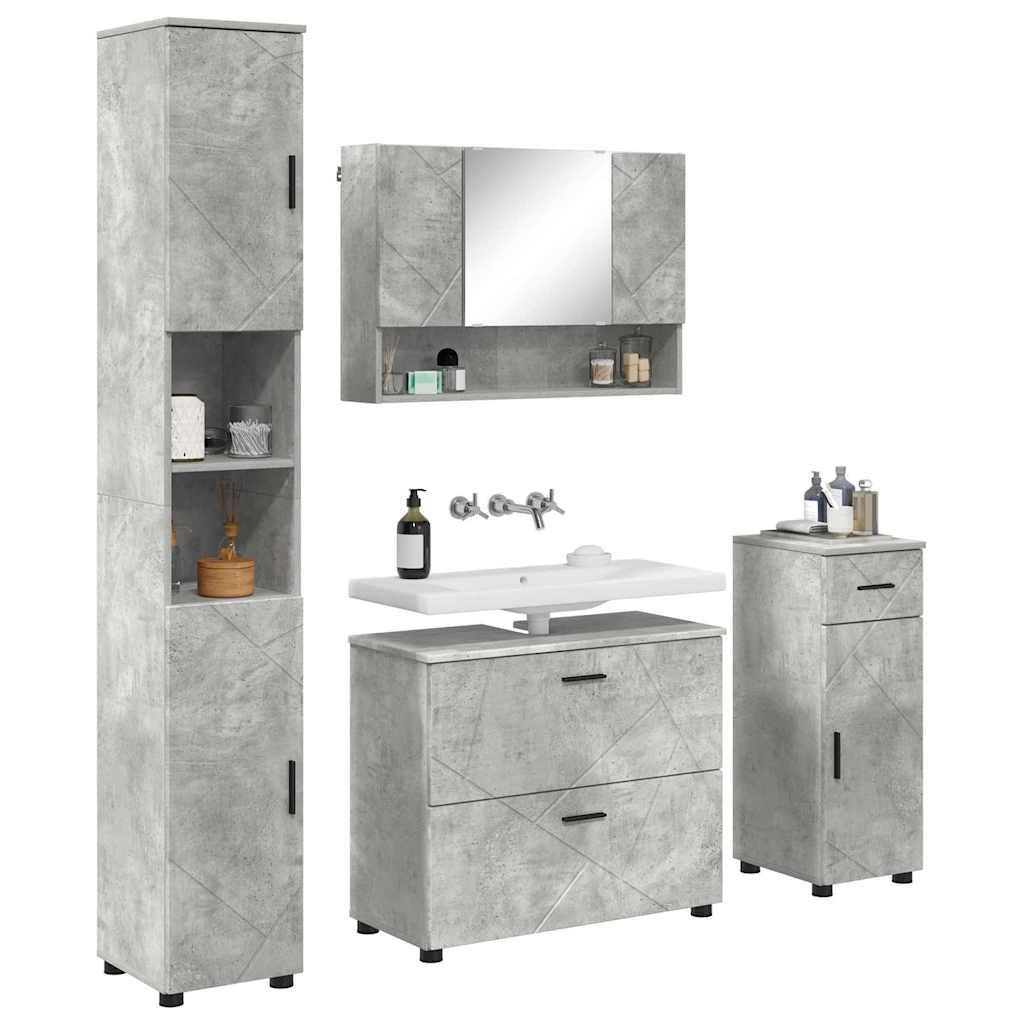 Bathroom Furniture Set 4 pcs Concrete grey 30 x 35 x 192 cm