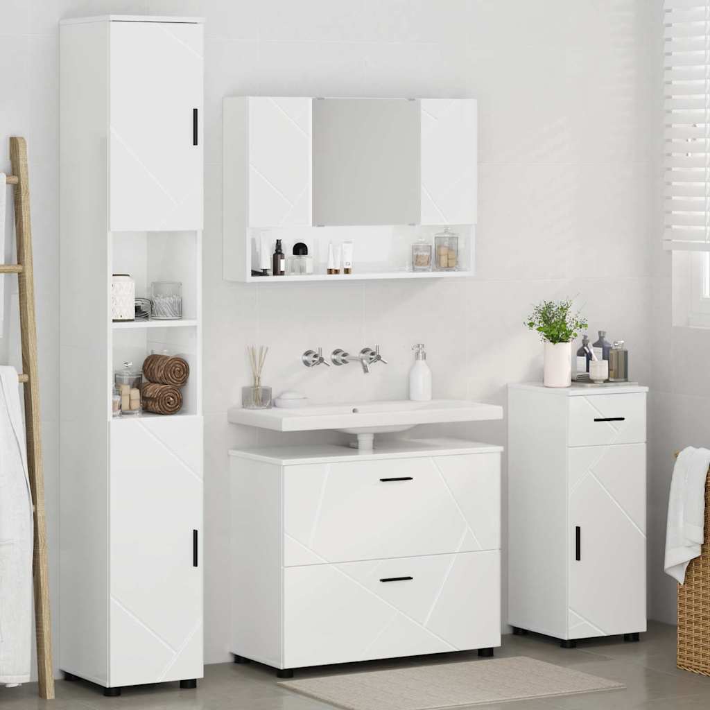 Bathroom Furniture Set 4 pcs High gloss white 30 x 35 x 192 cm