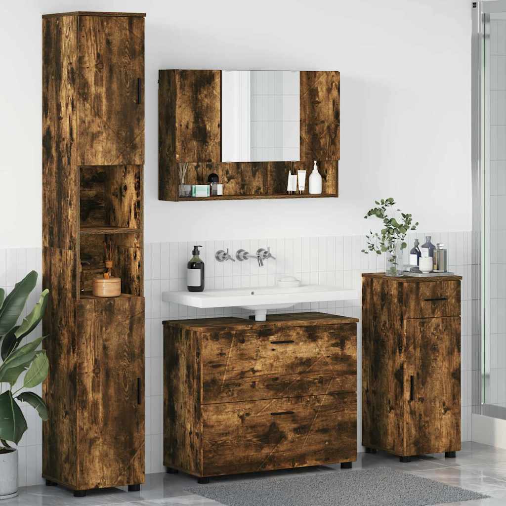 Bathroom Furniture Set 4 pcs Smoked oak 30 x 35 x 192 cm