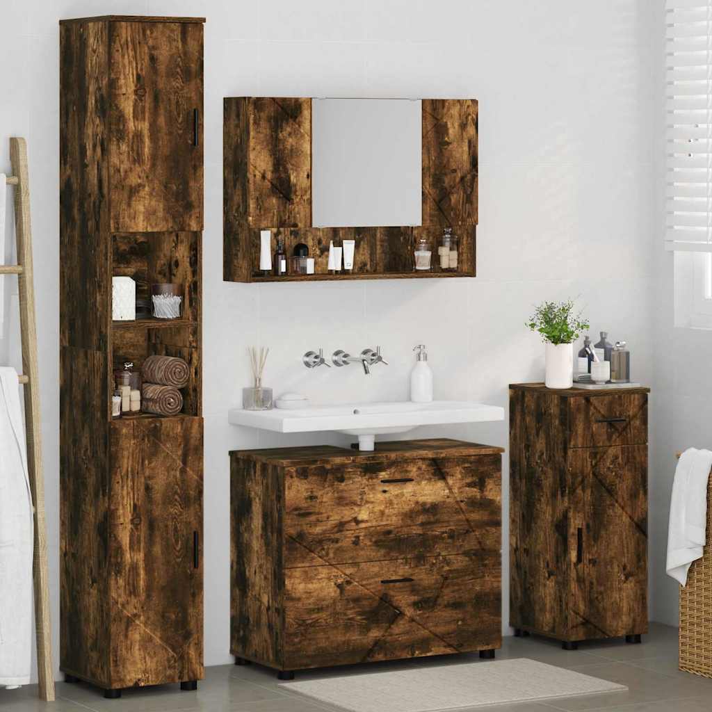 Bathroom Furniture Set 4 pcs Smoked oak 30 x 35 x 192 cm