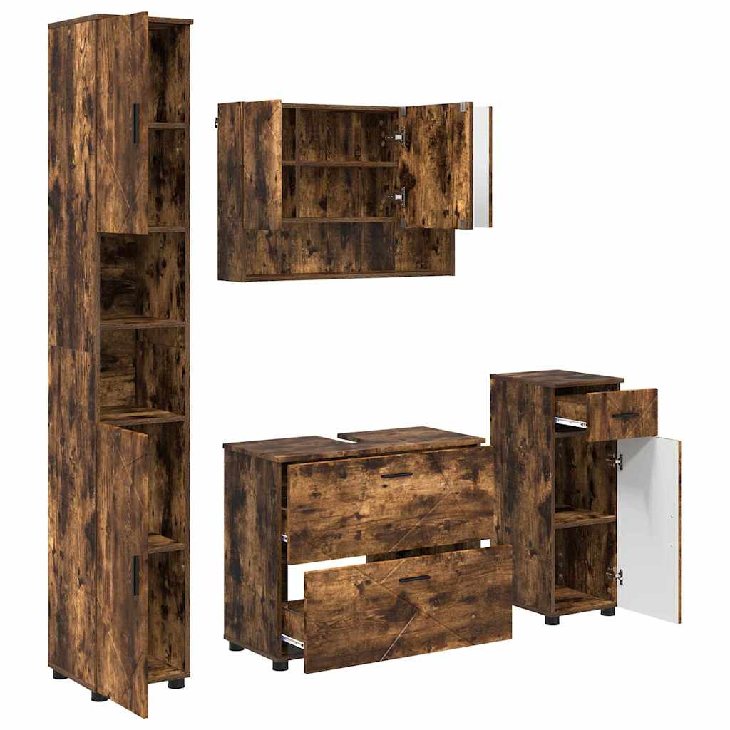 Bathroom Furniture Set 4 pcs Smoked oak 30 x 35 x 192 cm