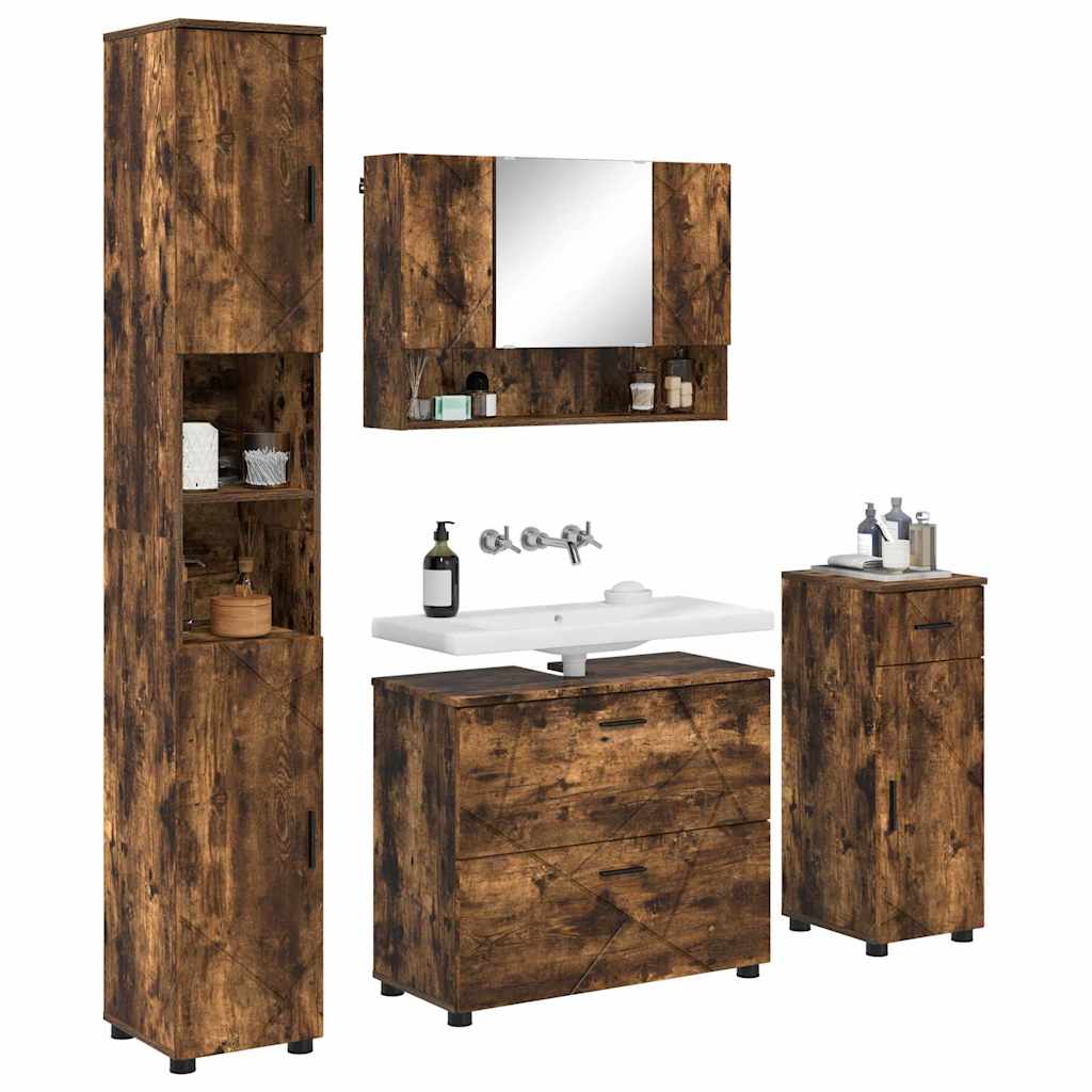 Bathroom Furniture Set 4 pcs Smoked oak 30 x 35 x 192 cm