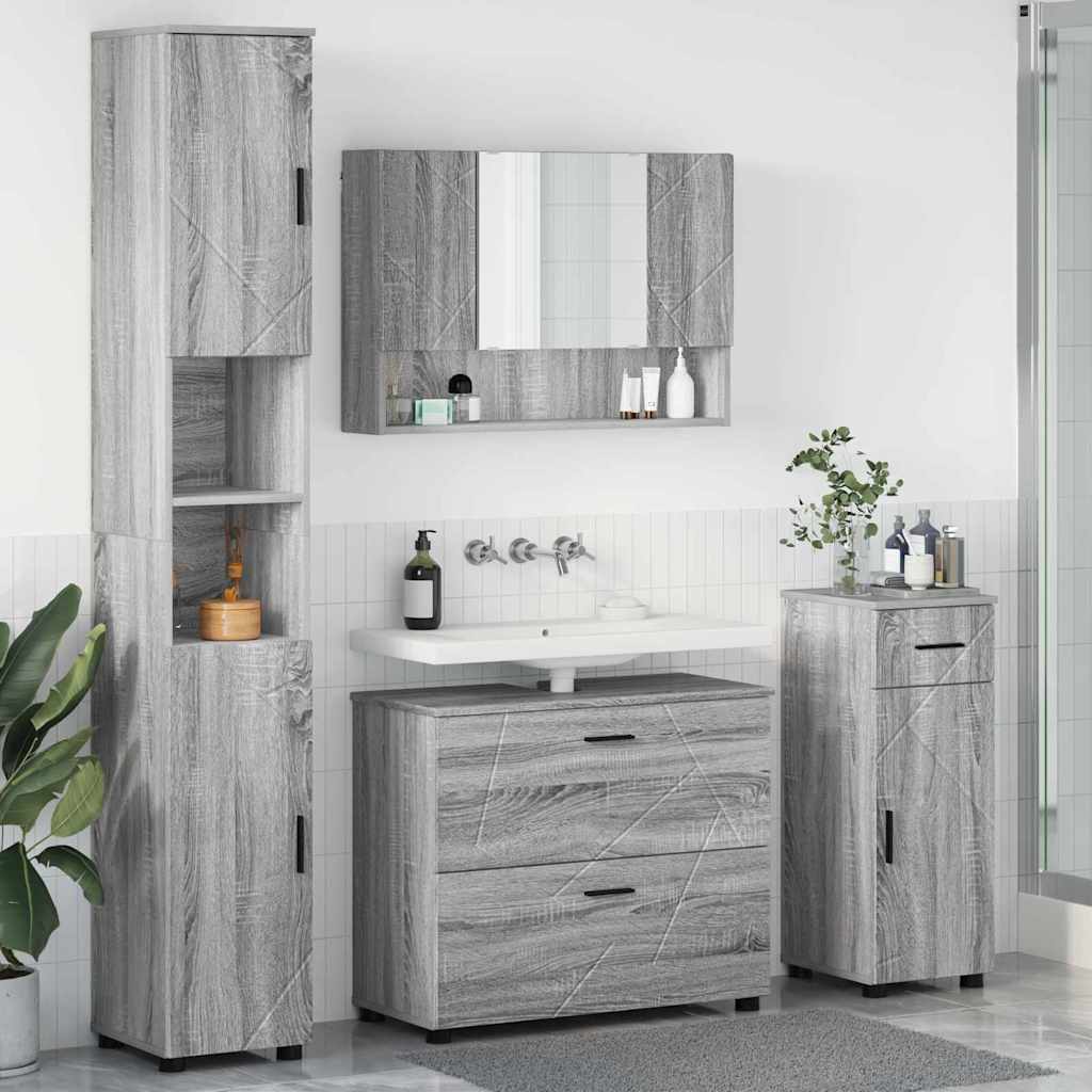 Bathroom Furniture Set 4 pcs Grey sonoma 30 x 35 x 192 cm