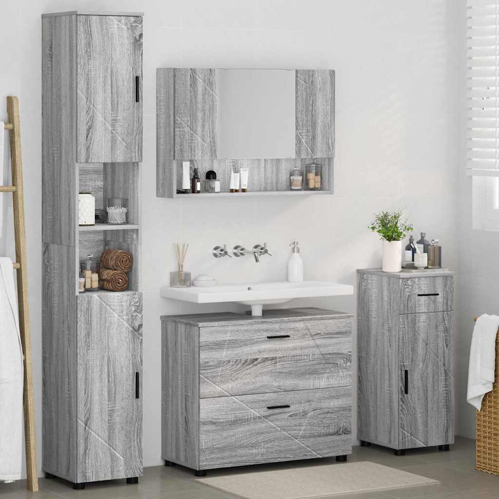 Bathroom Furniture Set 4 pcs Grey sonoma 30 x 35 x 192 cm