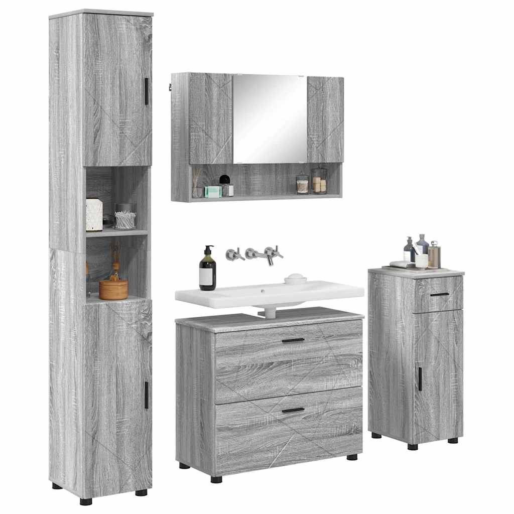 Bathroom Furniture Set 4 pcs Grey sonoma 30 x 35 x 192 cm