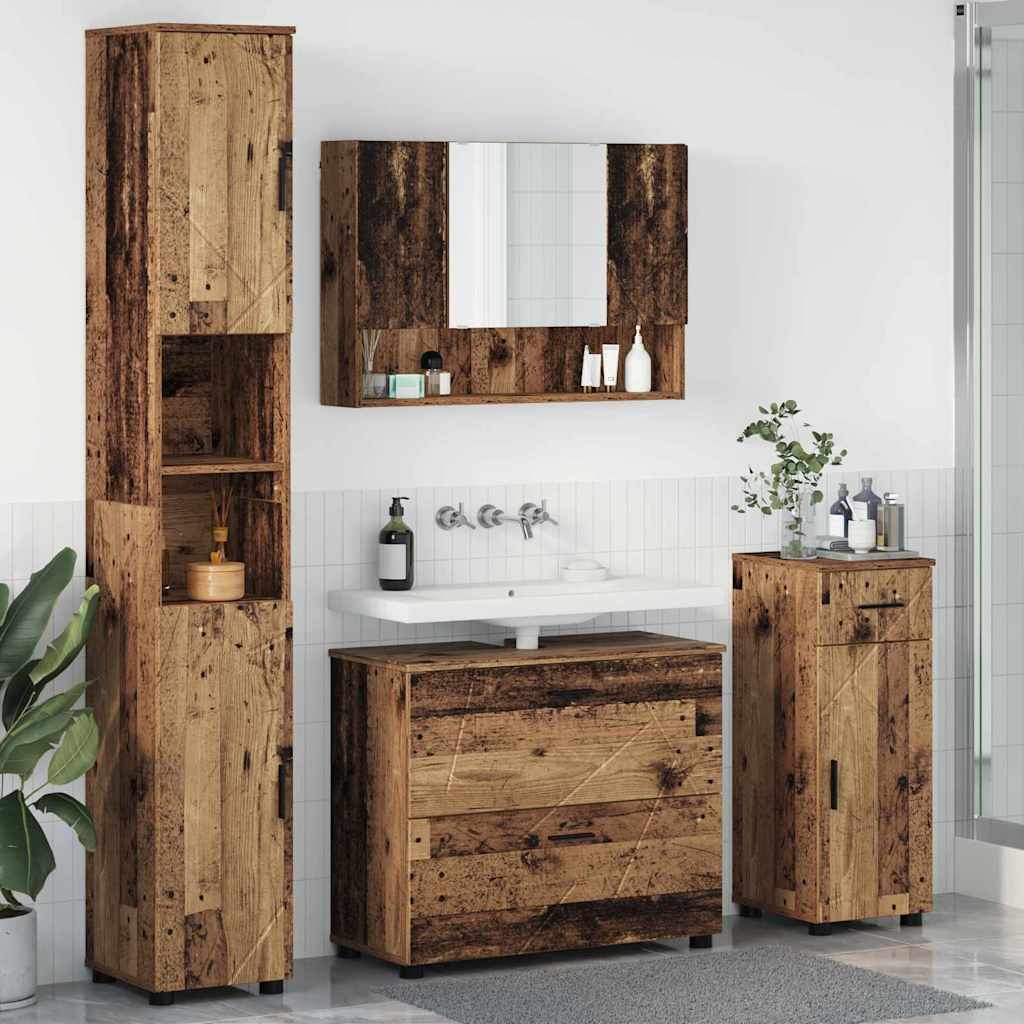 Bathroom Furniture Set 4 pcs Old wood 30 x 35 x 192 cm