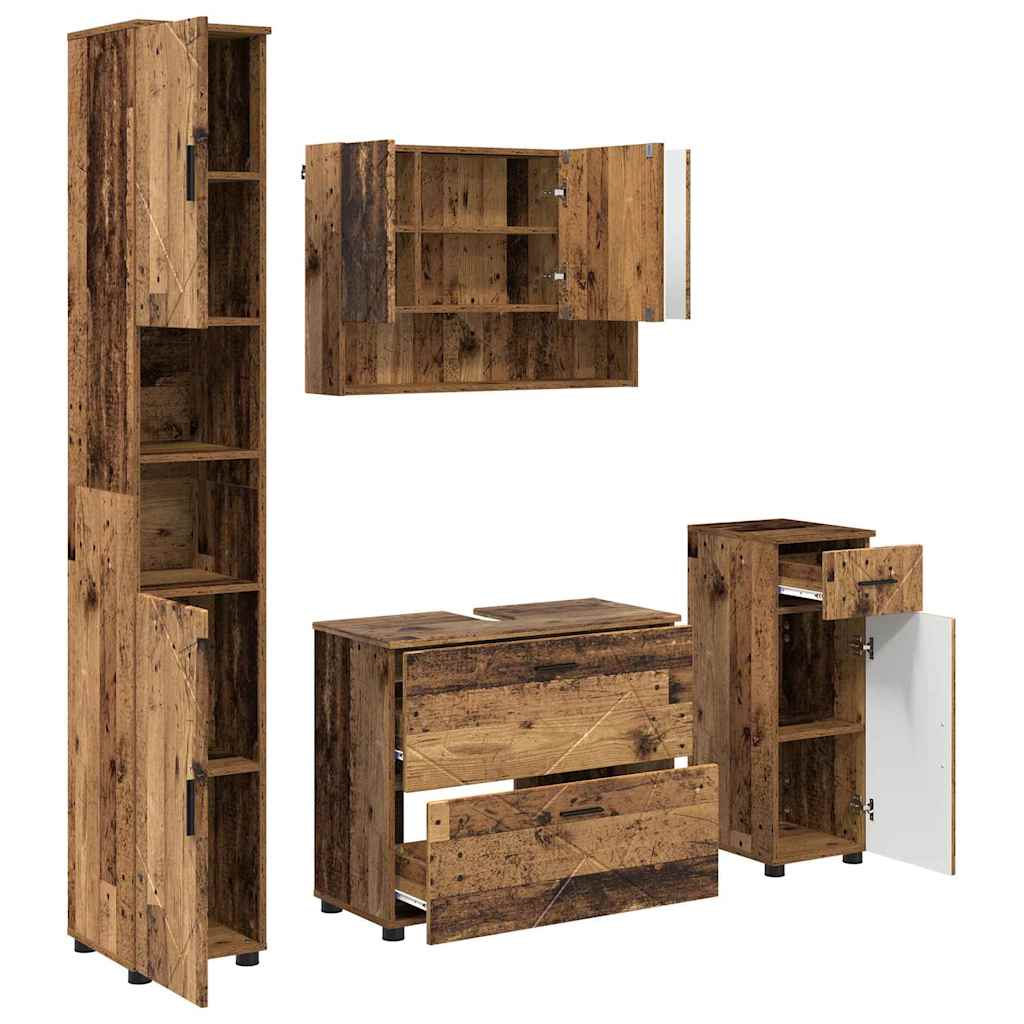 Bathroom Furniture Set 4 pcs Old wood 30 x 35 x 192 cm