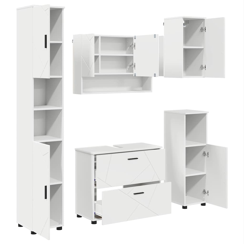 Bathroom Furniture Set with Drawer 5 pcs White 30 x 35 x 192 cm
