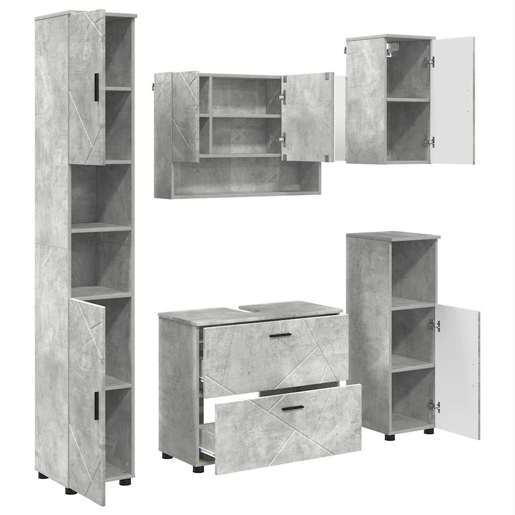 Bathroom Furniture Set 5 pcs Concrete grey 30 x 35 x 192 cm