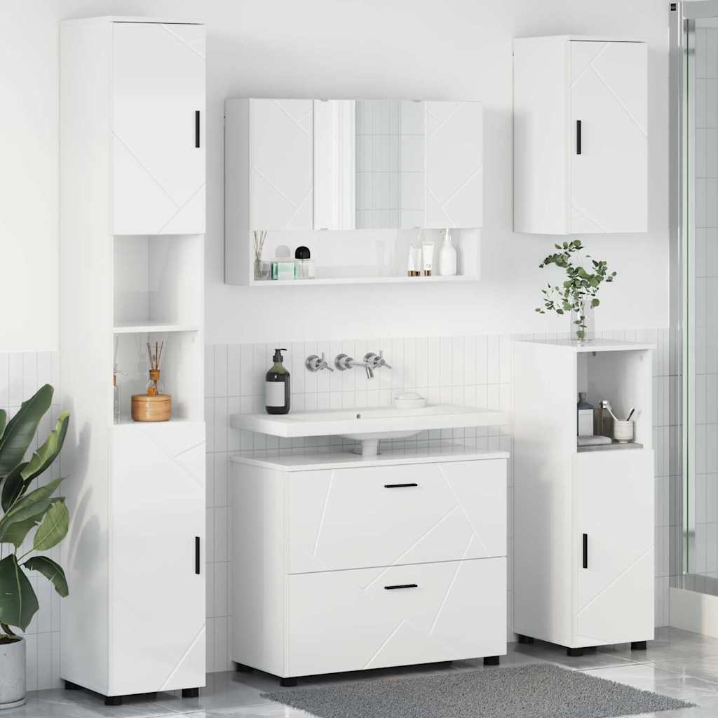 Bathroom Furniture Set 5 pcs High gloss white 30 x 35 x 192 cm