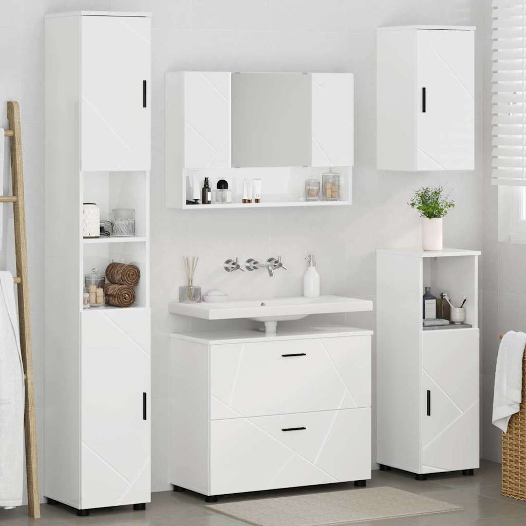 Bathroom Furniture Set 5 pcs High gloss white 30 x 35 x 192 cm