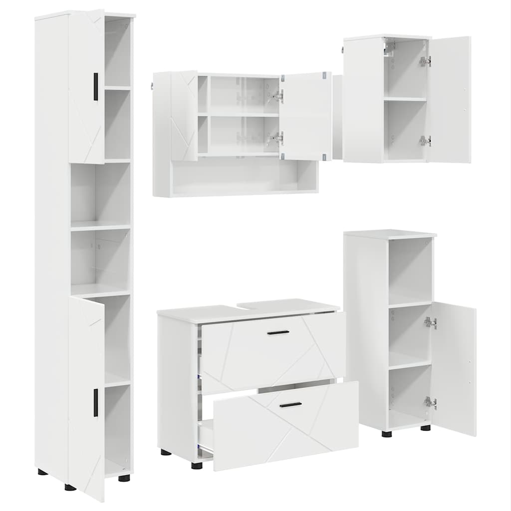 Bathroom Furniture Set 5 pcs High gloss white 30 x 35 x 192 cm