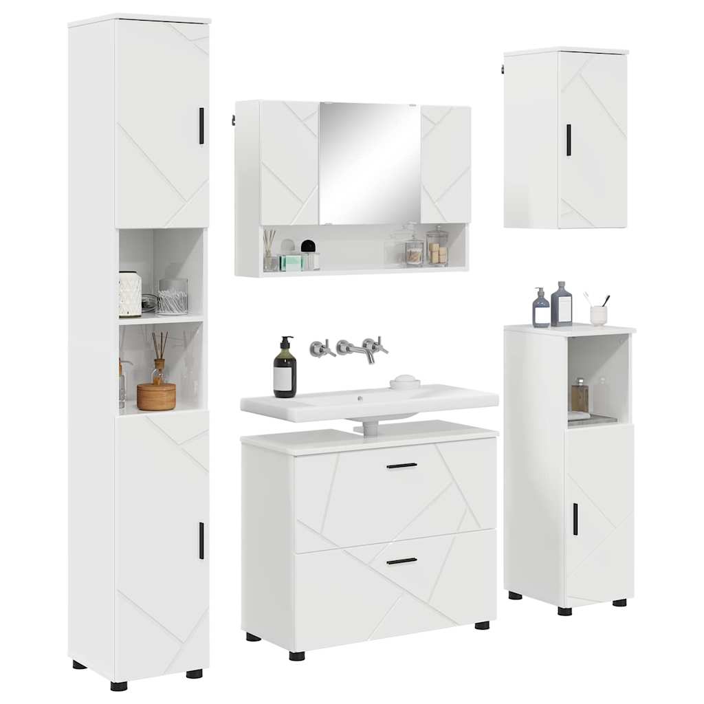 Bathroom Furniture Set 5 pcs High gloss white 30 x 35 x 192 cm