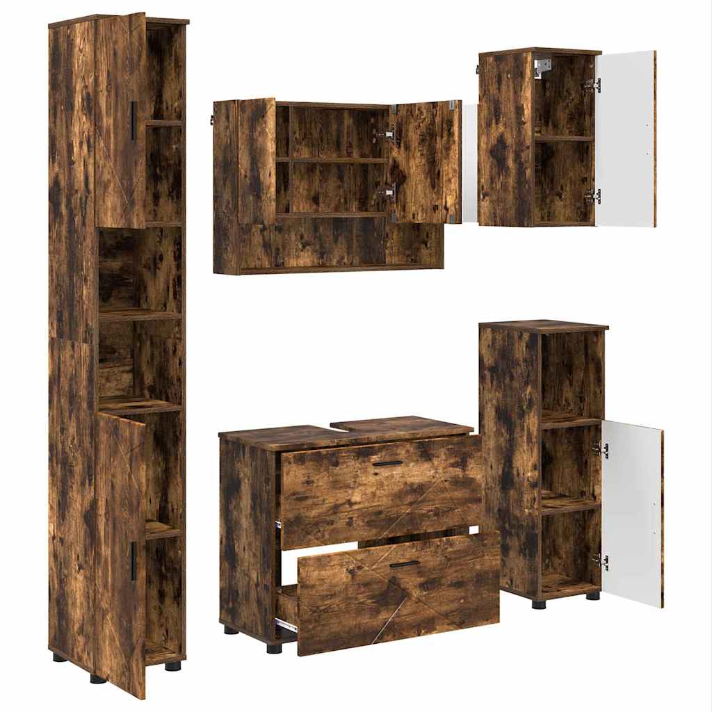 Bathroom Furniture Set 5 pcs Smoked oak 30 x 35 x 192 cm